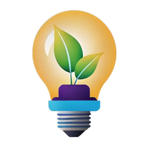Ampoule symbolisant l'innovation écologique avec une plante verte, représentant l'engagement durable de bloowCard.