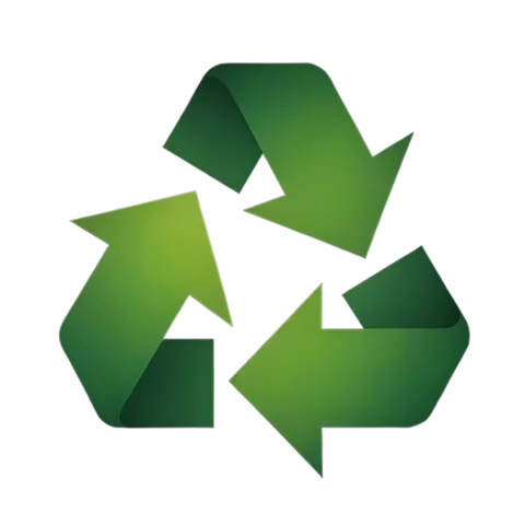 Icône de recyclage vert représentant la réduction des déchets avec bloowCard, symbolisant la transition vers des cartes numériques et respectueuses de l'environnement.