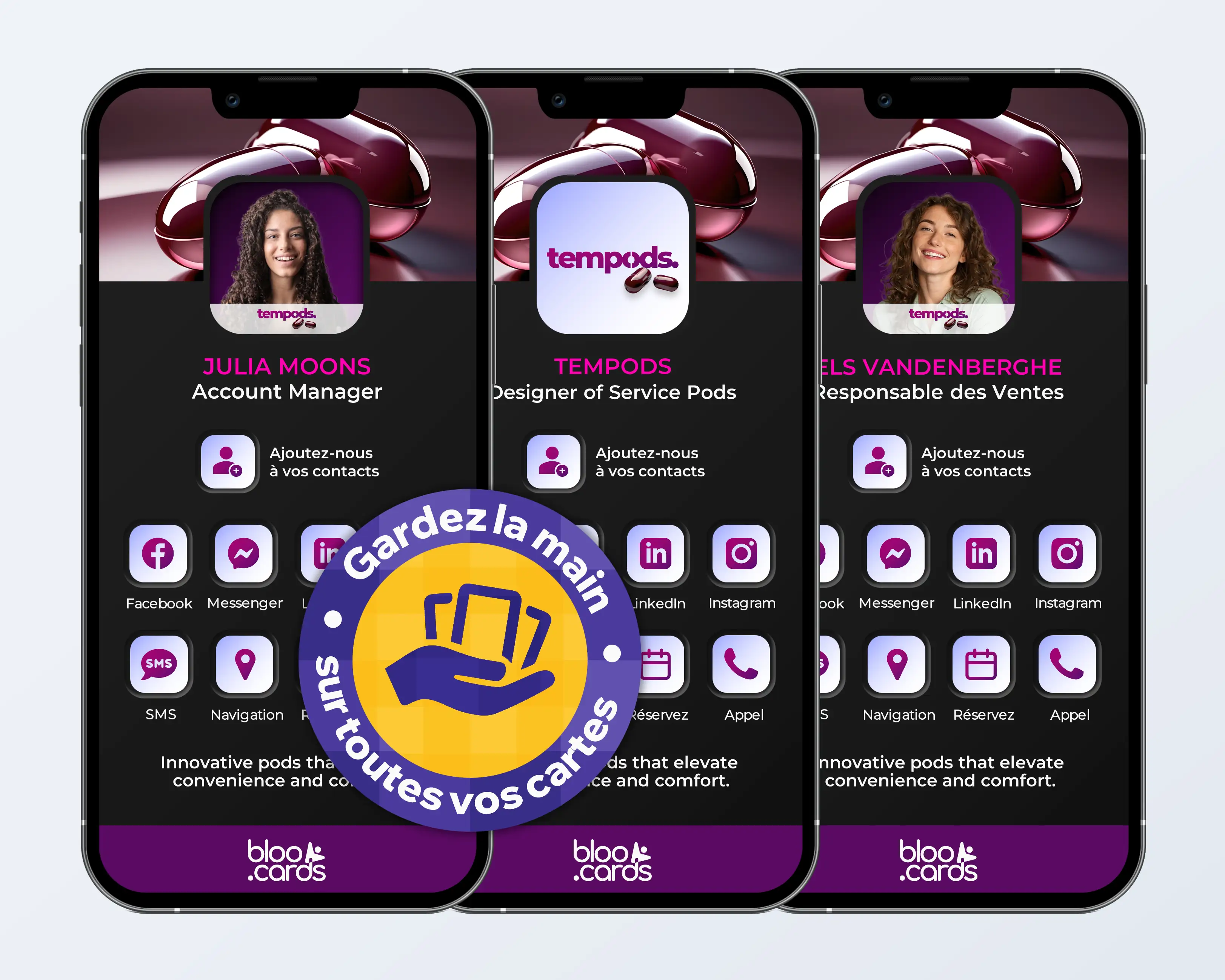 Gestion d’équipe centralisée avec bloo.Cards – Créez, mettez à jour et suivez les cartes de vos collaborateurs depuis une interface unique, pour une image de marque toujours cohérente.