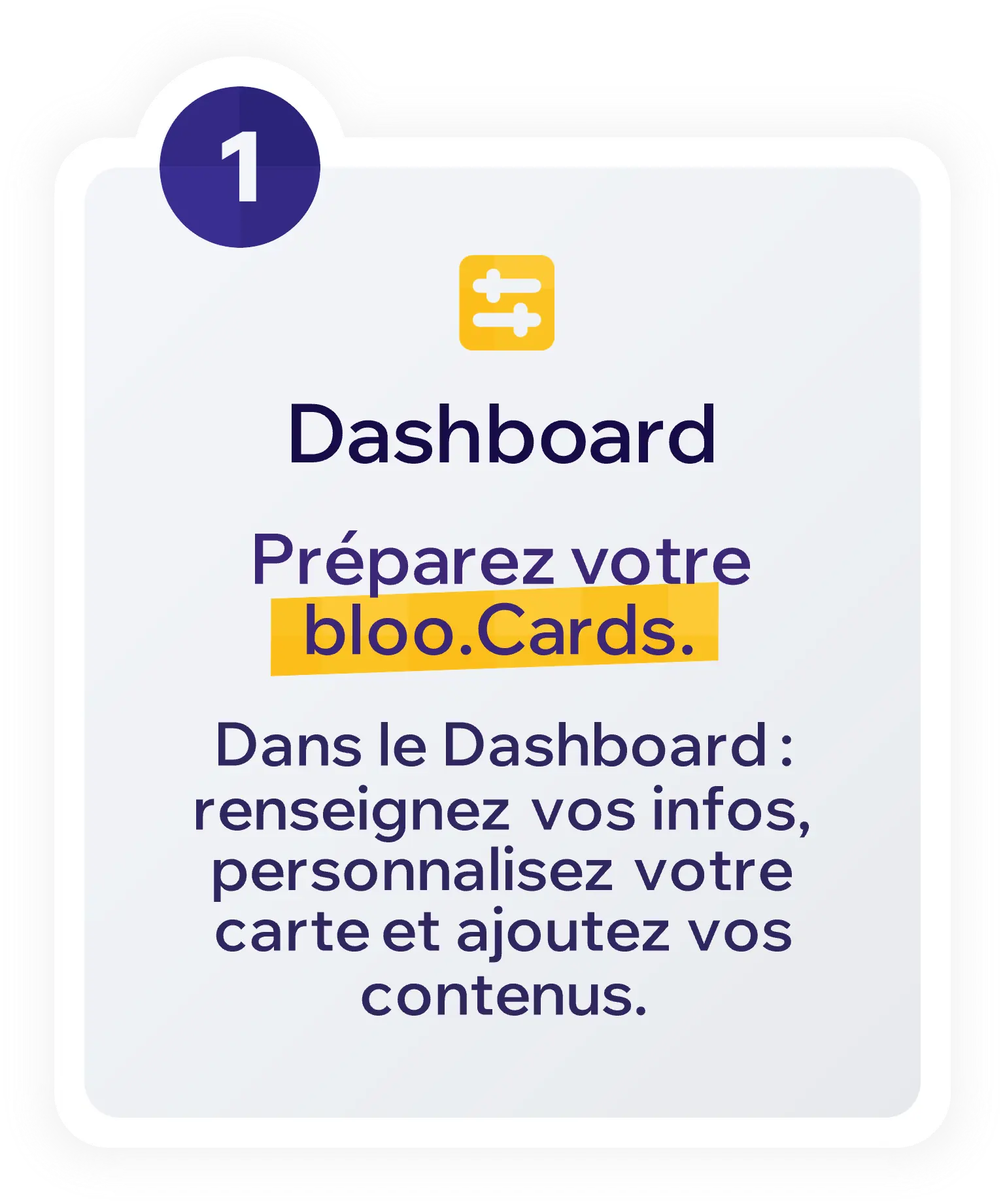Étape 1 : préparation de votre bloo.Cards depuis le Dashboard, personnalisation et ajout de contenu