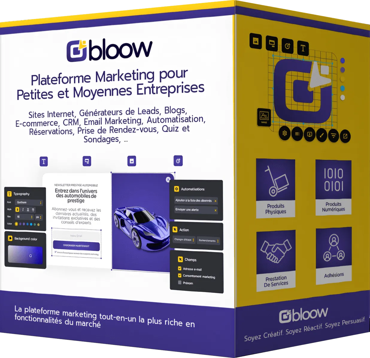 Emballage du logiciel Bloow - Facilitez la gestion de votre marketing de contenu avec cette solution puissante