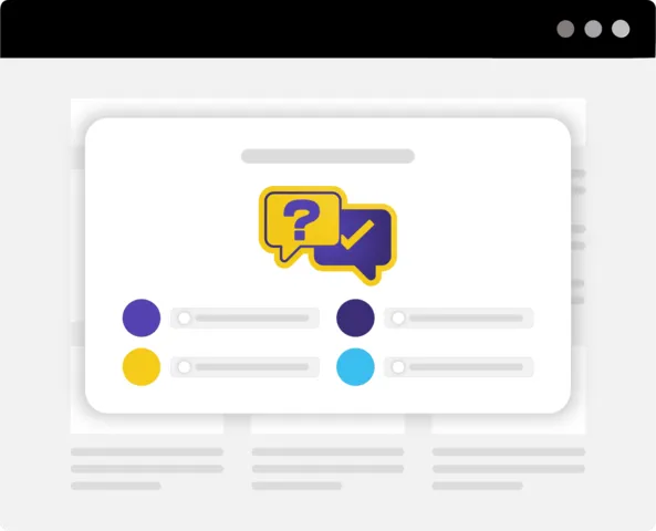 Illustration d'un quiz simplifié, symbolisant la récolte d'informations sur les clients via des quiz et sondages pour des leads qualifiés